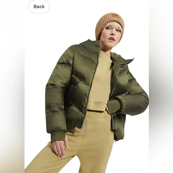 NWT UGG Women's Ronney Cropped Puffer Jacket, Burnt Olive, Size: Small - Picture 4 of 13